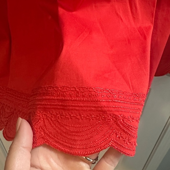 Chico's Red Tiered Embroidered Midi Dress Cotton Blend Casual Lightweight 8/10 - Picture 4 of 14